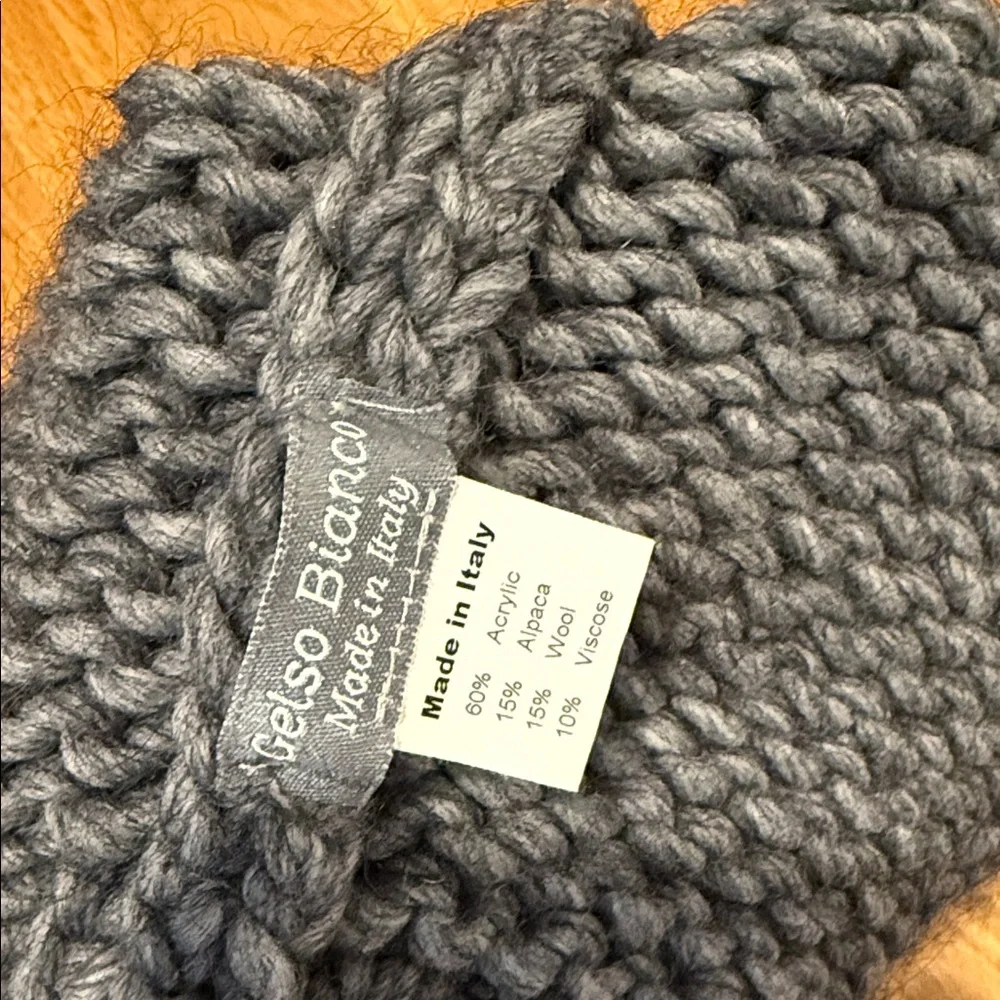 Cozy Gray Knit Beanie with Floral Accents